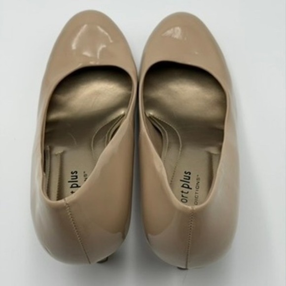 Comfort Plus Predictions Heels Women 11 Nude Patent Round Toe Pumps - Picture 6 of 8